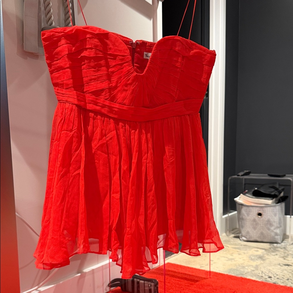 Red Girls' Party Dress - Strapless Chiffon Skirt